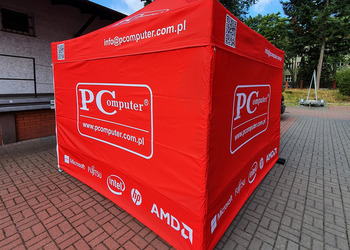 namiot stelażowy z nadrukiem